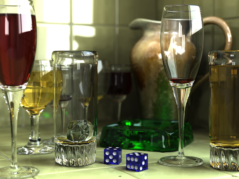 Elementos de vidrio, copas y vasos