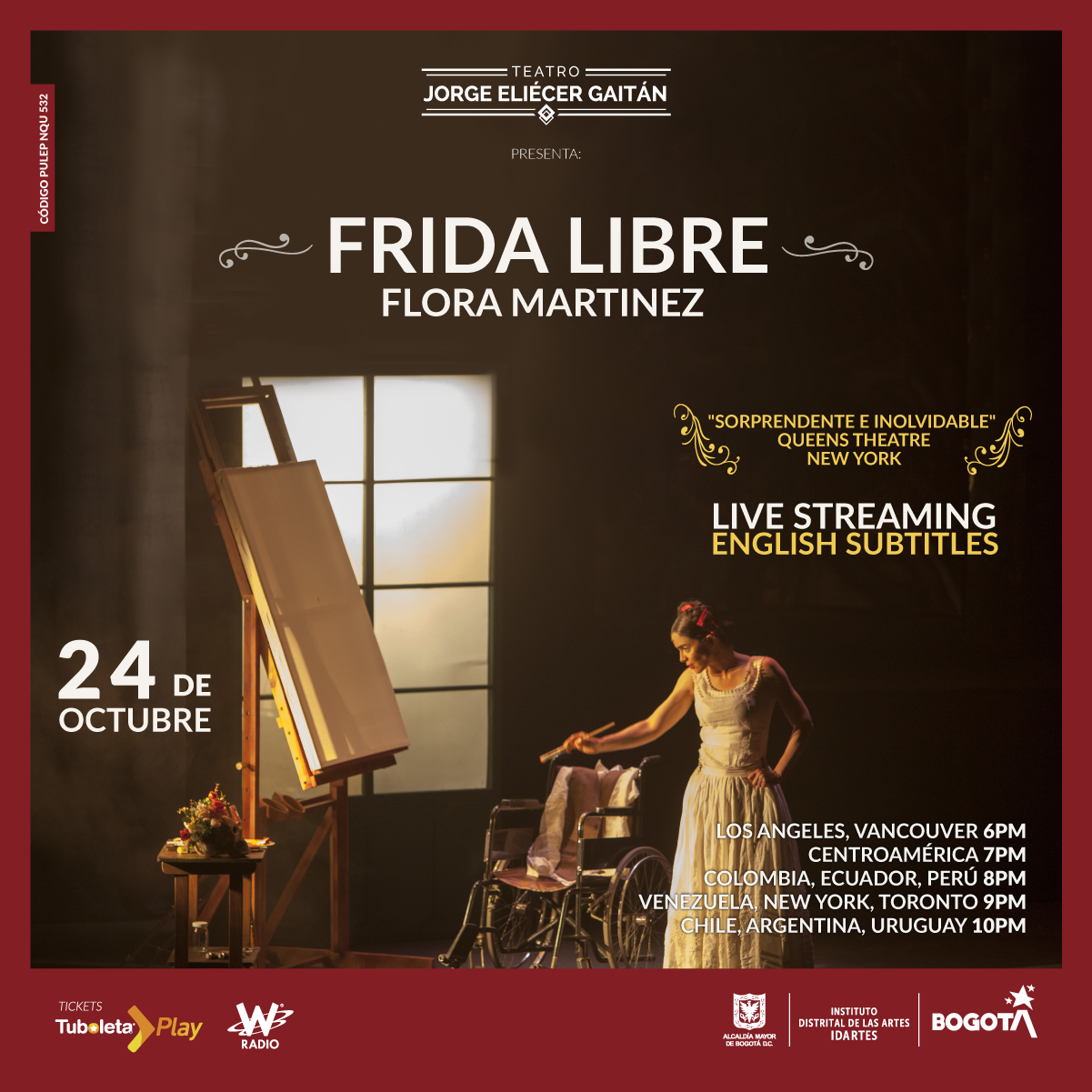 Flora Martínez estrena versión de Frida Libre para el Gaitán 