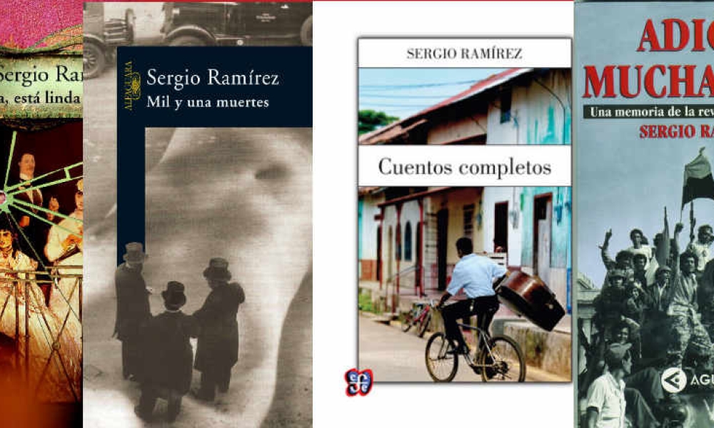 Portadas de algunos libros de Sergio Ramírez. 