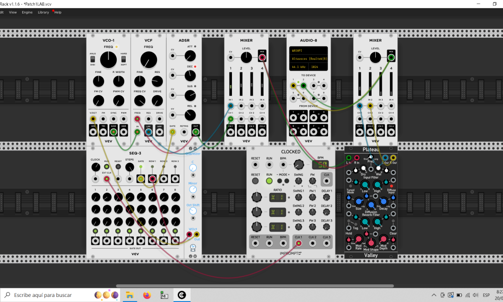 Pantallazo del software VCV Rack