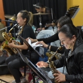 Ensayos de la Big Band Femenina de Bogotá Foto: Juan Santacruz