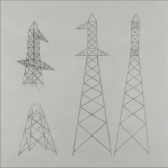 Diagrama de torres electricas desde distintos ángulos - Proyecto del artista Daniel Rodríguez