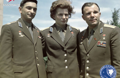 Yuri Gagarin, Valentina Tereshkova y Valeri Bykovsky - Créditos ROSCOSMOS