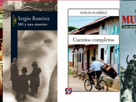 Portadas de algunos libros de Sergio Ramírez. 