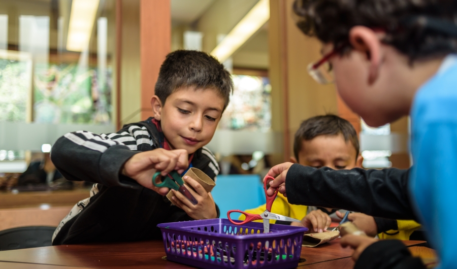 Niños participando en actividades acádemicas