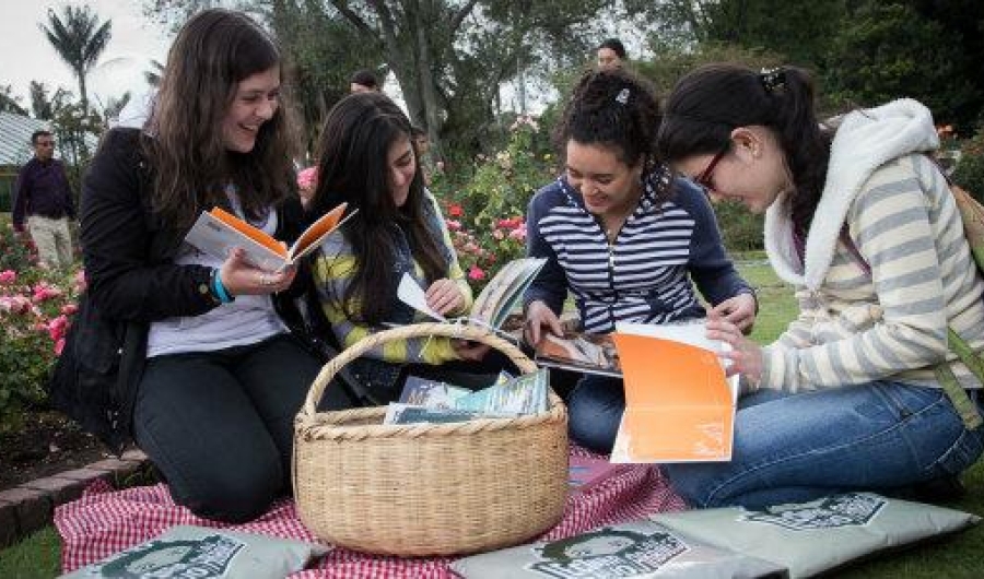 Mujeres leyendo libros en un pícnic