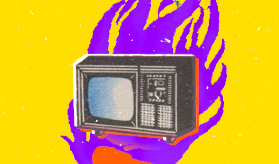 Gráfica de televisor en un fondo amarillo 