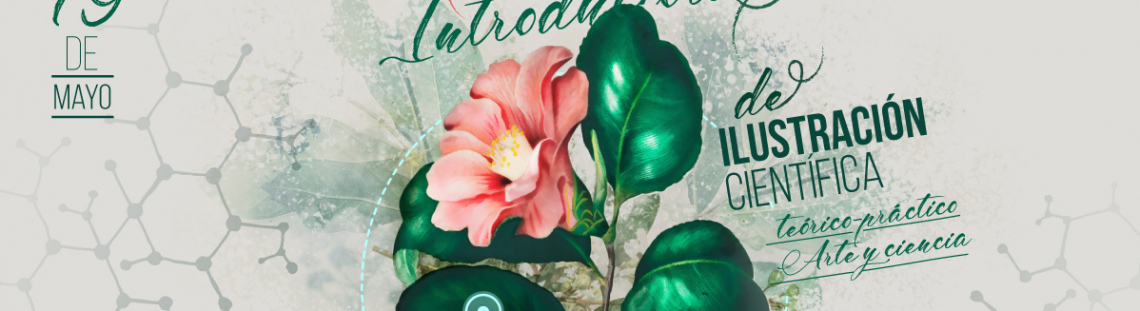 Poster del taller con flor y hojas verdes.