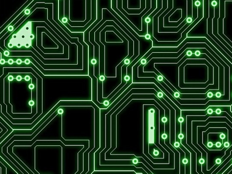 Plaqueta de circuitos electrónicos, verde