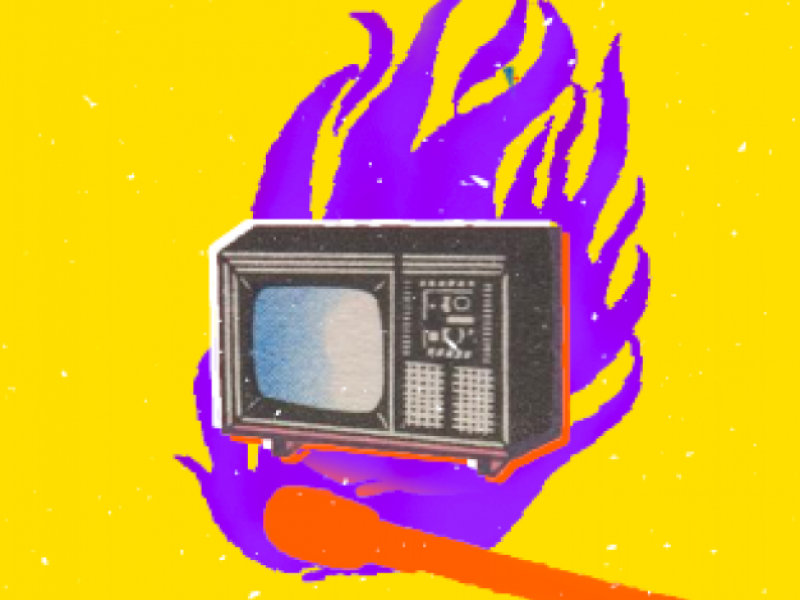 Gráfica de televisor en un fondo amarillo 