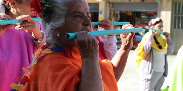 Mujer mayor con instrumento